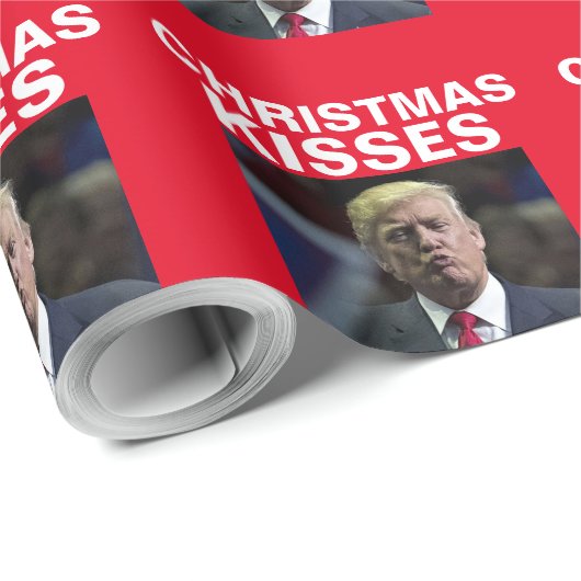Lustiger DONALD TRUMP WEIHNACHTSKUSS Geschenkpapier (Rolleneckpunkt)
