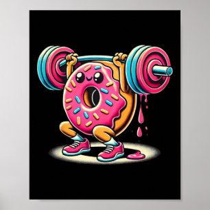 Lustiger Donut Bodybuilding Gewichtheben Essen Gym Poster