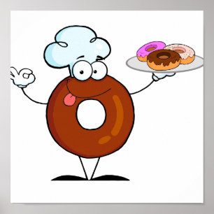 lustiger Donut-Donut-Koch-Cartozeichner Poster
