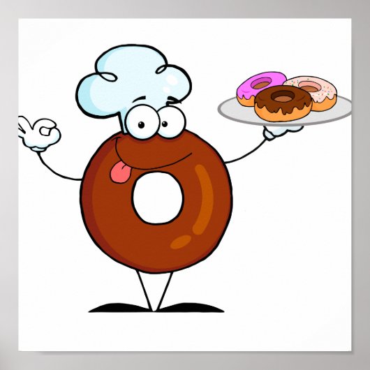 lustiger Donut-Donut-Koch-Cartozeichner Poster (Vorne)