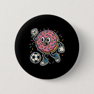 Lustiger Donut spielt Fußball Essen Sport Donut Ju Button