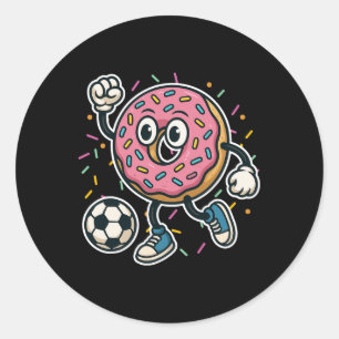 Lustiger Donut spielt Fußball Essen Sport Donut Ju Runder Aufkleber