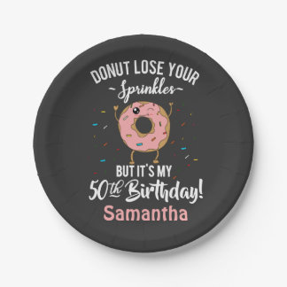 Lustiger Donut zum 50. Geburtstag Fünfzig Jahre al Pappteller