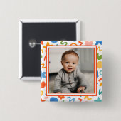 Lustiger Doodle-Baby-Foto-Button Button (Vorne & Hinten)