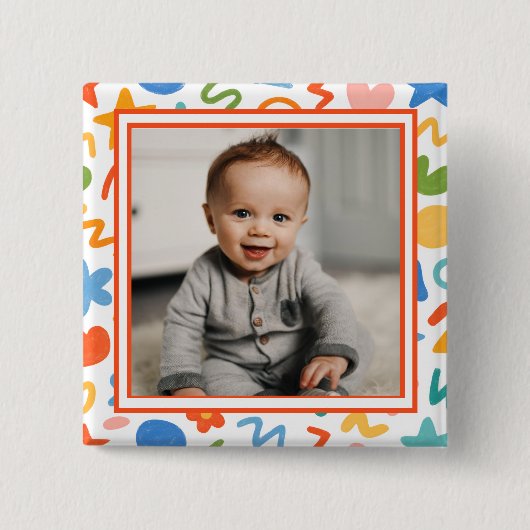 Lustiger Doodle-Baby-Foto-Button Button (Vorderseite)