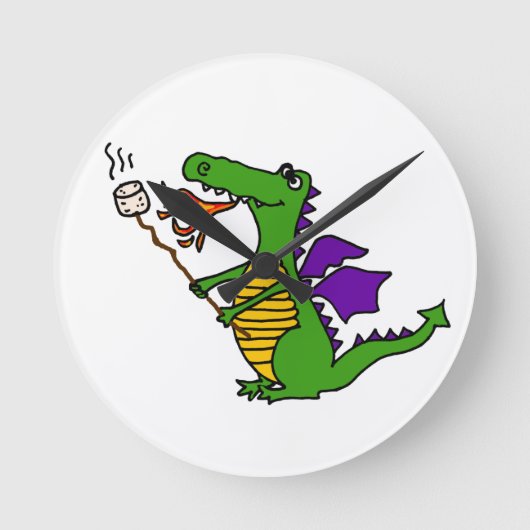 Lustiger Drache-Brateibisch-Cartoon Runde Wanduhr (Vorderseite)