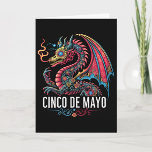 Lustiger Drache Cinco De Mayo Zucker-Schädel-Blume Karte