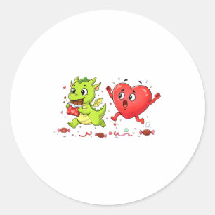 Lustiger Drachen-Herz-Schokoladen-Valentinstag Runder Aufkleber