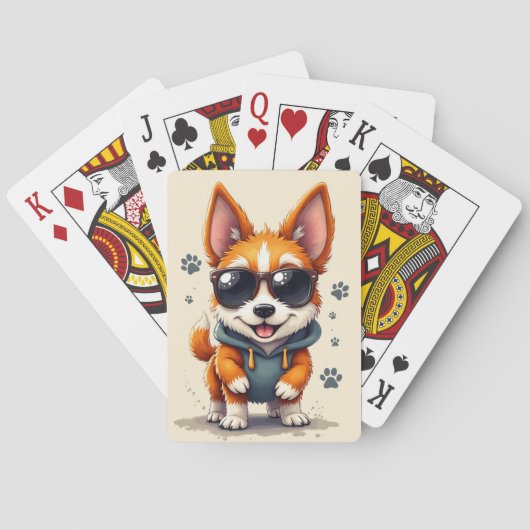 Lustiger Draht-Fuchs-Terrier Kawaii Hund Spielkarten (Rückseite)