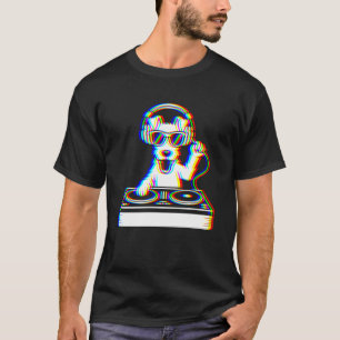 Lustiger Drahthaar-Fuchs-Terrier DJ Glitch Rave ED T-Shirt