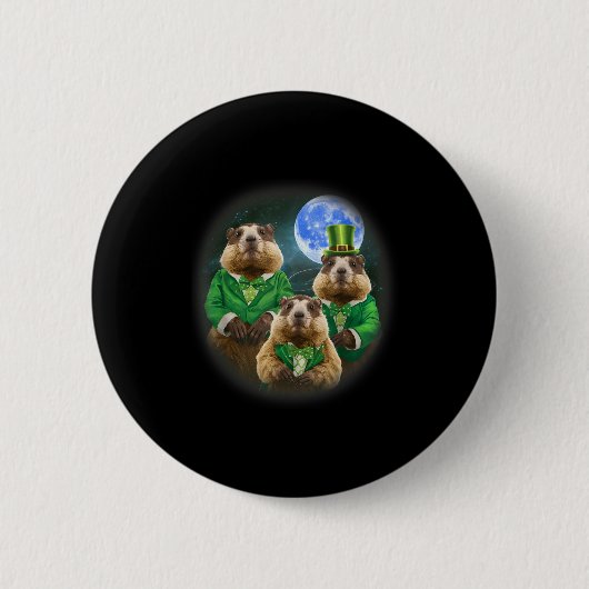 Lustiger Drei-Murmeltier-Mond 3 Murmeltier-Kopf St Button (Vorderseite)