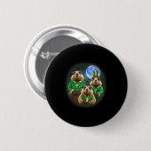 Lustiger Drei-Murmeltier-Mond 3 Murmeltier-Kopf St Button (Vorne & Hinten)