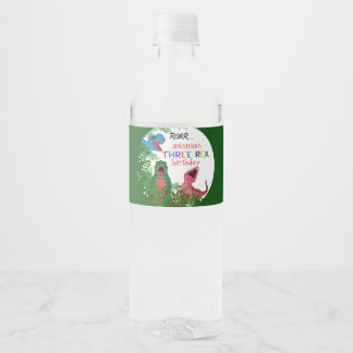 Lustiger Drei Rex Jurassic Kinder 3. Geburtstag Wasserflaschenetikett
