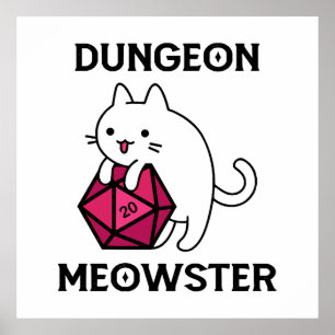 Lustiger Dungeon Meowster Katze Poster