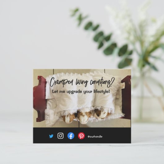 lustiger echter Anwesen Postkarte verkrampfter leb (Stehend Vorderseite)