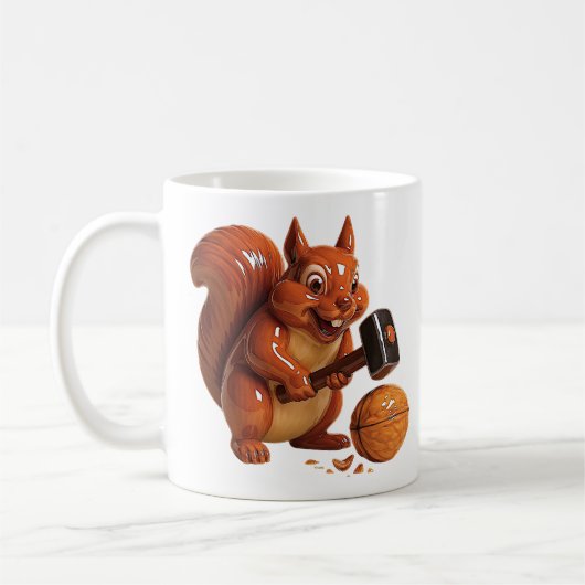 Lustiger Eichhörnchen-Becher mit Hammer Kaffeetasse (Links)