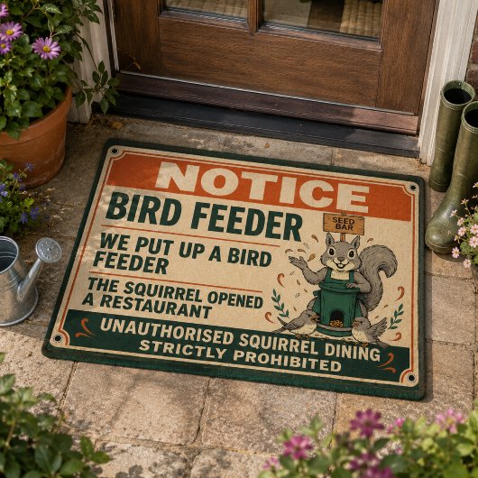 Lustiger Eichhörnchen-Vogelfutter-Restaurant Außen Fußmatte