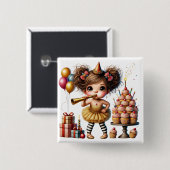 Lustiger eigenartiger Gnom Geburtstag Button (Vorne & Hinten)