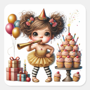 Lustiger eigenartiger Gnom Geburtstag Quadratischer Aufkleber