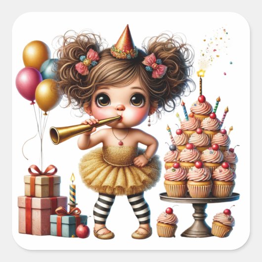 Lustiger eigenartiger Gnom Geburtstag Quadratischer Aufkleber (Vorderseite)