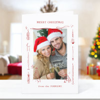 Lustiger eigenartiger roter Doodle-Weihnachts-Foto
