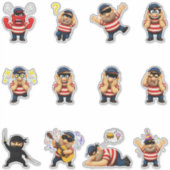 Lustiger Einbrecher-Charakter-Sticker-Pack Emojis Aufkleber (Vorderseite)