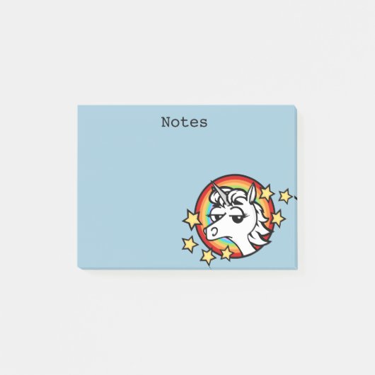 LUSTIGER EINHORN-ILLUSTRATIONS-NOTIZBLOCK POST-IT KLEBEZETTEL (Vorderseite)