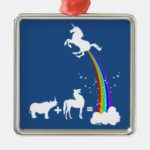 Lustiger Einhornursprung Silbernes Ornament