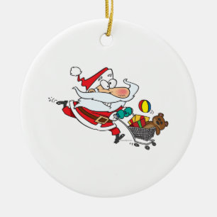 lustiger Einkaufs-Weihnachtsmann-Cartoon Keramikornament