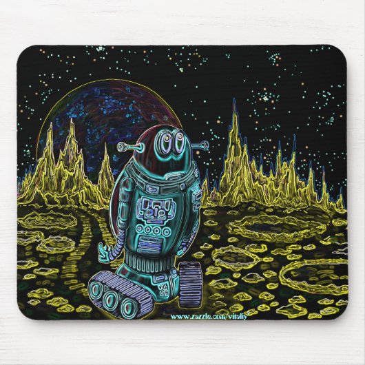 Lustiger einsamer Roboter mousepad Entwurf (Vorne)
