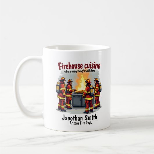 Lustiger einzigartiger Koch-Feuerwehrmann Kaffeetasse (Links)