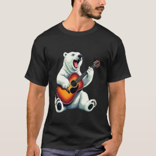 Lustiger Eisbär mit Gitarre Design T-Shirt