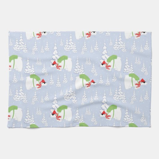 lustiger Eisbär santa Geschirrtuch (Horizontal)