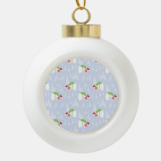 lustiger Eisbär santa Keramik Kugel-Ornament (Vorderseite)