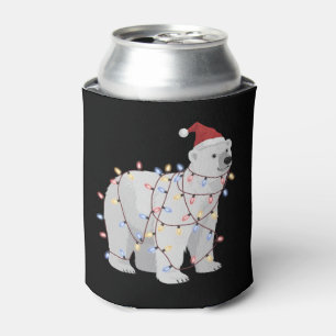 Lustiger Eisbär Weihnachten Tier Lichter Liebhaber Dosenkühler