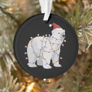 Lustiger Eisbär Weihnachten Tier Lichter Liebhaber Ornament