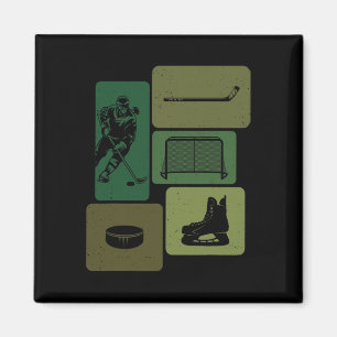 Lustiger Eishockey-Puck-Schläger-Winterspiel Eisho Magnet