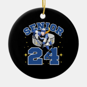 Lustiger Eishockey Senior 2024 Keramik Ornament