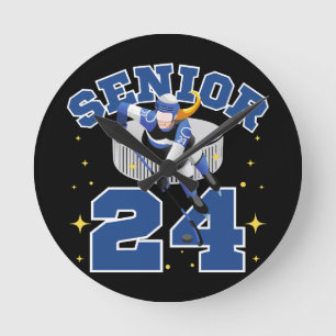 Lustiger Eishockey Senior 2024 Runde Wanduhr