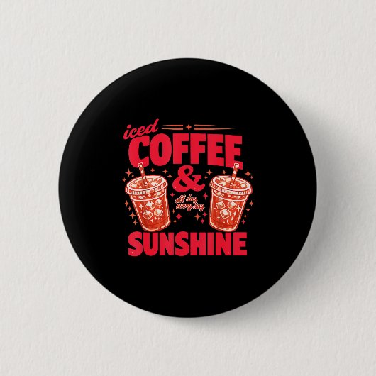 Lustiger Eiskaffee Sonnenschein Sommer Stimmung Ko Button (Vorderseite)