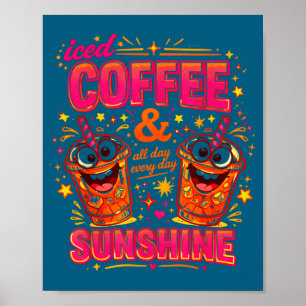 Lustiger Eiskaffee Sonnenschein Sommer Stimmung Ko Poster