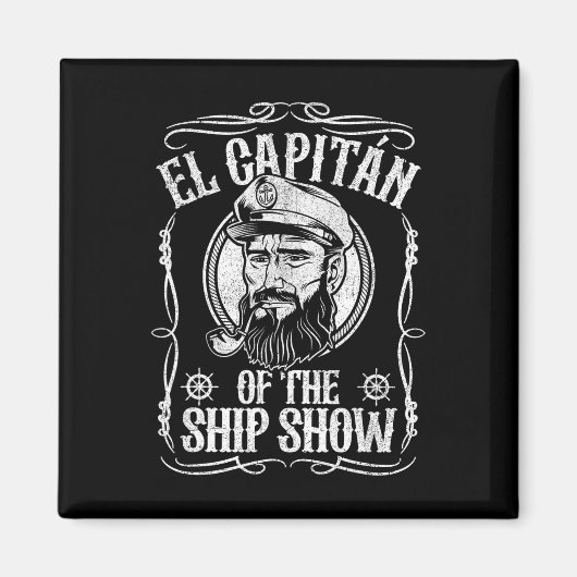 Lustiger El Capitan des Schiffes Show Boating Pont Magnet (Vorne)