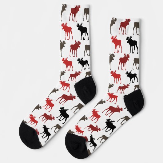Lustiger Elch auf freiem Fuß Muster Socken (Linkes Detail)