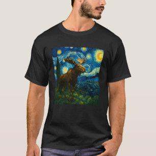 Lustiger Elch Sternennacht Heulender Mond Elch für T-Shirt
