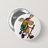 Lustiger Elch-Wanderer Button (Vorne & Hinten)