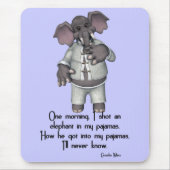 Lustiger Elefant KRW in Pyjama-Groucho Marx-Zitat Mousepad (Vorne)
