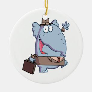 lustiger Elefant mit Aktenkoffer-Cartoon Keramikornament