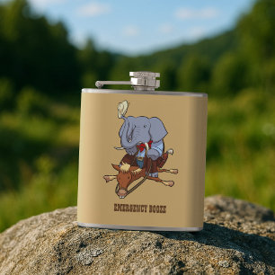 Lustiger Elefant Notfall Schnaps Cowboy Cartoon Flachmann