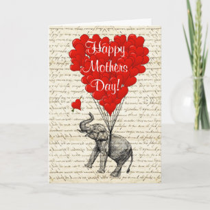 Lustiger Elefant und Liebe Herz Muttertag Karte