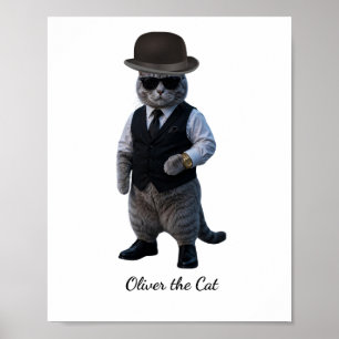 Lustiger eleganter Katzen-Gentleman-Plakat Poster